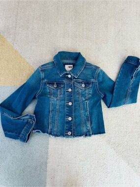 SO Girls Dark Blue Denim Jacket with Frayed Hem